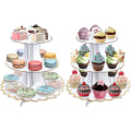 Miniatyrbilde 2 av 5: 3-lags serveringsbrett for cupcakes, kompatibel med bryllup, bursdagsfest, 2 stk