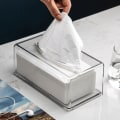 Miniatyrbilde 1 av 4: Living Ikke-giftig Klar Akryl Rektangulær Vevboks Papirveske Hjem Soverom Servietter Bil Oppbevaring Kontor Hotell