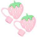 Miniatyrbillede 1 af 2: 2 stk. Søde Silikon Straw Dust Plugs Sikre Drikkehalm Caps (jordbær) Pink 3,5X2,8CM Pink 3.5X2.8CM