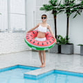 Miniatyrbillede 3 af 4: Vandmelon Pool Float, Oppustelig Gummi Ride for Børn og Voksne, Svømmehjælp, 120 Vandmelon Oppustelig Svømmering