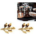 Miniatyrbillede 2 af 5: Servietringe Sæt Servietringe Blad Knapper Metal Serviet Til Jul Thanksgiving Fester Bryllup Pynt Bord Guld Dekoration 6stk