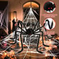 Miniatyrbild 4 av 6: Halloween Decorations, Realistic Outdoor Plush Spider (50cm) + 5 Meter White Triangular Spider Web