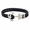 Miniatyrbillede 4 af 5: 2 stk. Anker Armbånd til Mænd, Vegan Læder og Rustfrit Stål, Anker Armbåndsmodel, Sølvfarvet Rustfrit Stål Armbånd og Vegan Læder