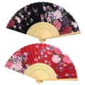 Miniatyrbillede 1 af 3: 2 stk. Party Foldbar Fan Vintage Stil Sammenklappelig Fan Blomst Hånd Fan Retro Elegant Blomster Fan Til Su