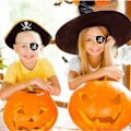 Miniatyrbilde 3 av 5: Piratøyelapp Kostyme Svart Filt Enkelt Øye Skalle Kaptein Øyelapper for Karneval Pirattemafest (10 Stykker)