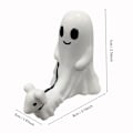 Miniatyrbilde 3 av 5: Søt Halloween Spøkelseshund Statue - Slitesterk Harpiks, Perfekt for Høst- og Halloweendekor | Mann og Kvinne - 2 stk