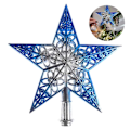 Miniatyrbild 1 av 5: Julgransstjärna Topp Glittrande Julgransstjärna Topp Ihålig Julstjärna Dekoration Ornament Heminredning Silverblå