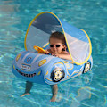 Miniatyrbillede 1 af 4: Oppustelig Pool Flydelegeme Babybil Svømmeflydelegeme med Justerbar Kaleche og Sikkerhedssæde Swimming Pool Legetøj til Børn 1-4 År Gamle