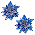 Miniatyrbild 1 av 5: 2-pack 15 cm Julglitter Konstgjorda Julstjärnor Konstgjorda Julgranar Blå