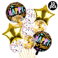Miniatyrbillede 4 af 5: Happy New Year Balloner Sæt Inkluderer 40 stk Sorte Guld Balloner Stjerneformede Balloner Nytårsfest Tilbehør til Nytår