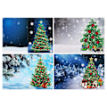 Miniatyrbilde 4 av 5: 4 stk 5D Julekort DIY Håndlagde Diamantmalerisett Juletre Hilsenerkort med konvolutt for julehilsengave