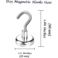 Miniatyrbillede 2 af 5: Magnetiske Kroge, 18kg Super Stærke Neodymium Krogmagneter Magnetiske Kroge 25mm (10 Styk)