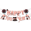 Miniatyrbillede 1 af 5: 2 sæt Happy New Year Banner Bunting med Guld Alphabet til Nytårsfest Leverandør Aftenfest Dekorationer