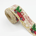 Miniatyrbillede 4 af 5: 3 Ruller Julebånd med Tråd 2’’ x 5,5 Yards, Julebånd til Kranser Bøjler DIY Håndværk 2 tommer Bredt Julebånd med Tråd