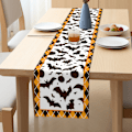Miniatyrbilde 5 av 5: 4 stk Halloween Bordløper med Gresskar og Spindelvev Design Lin Bordløper for Feriebruk, Kjøkken, Spisestue, Dekor