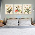 Miniatyrbild 2 av 5: 3-pack Blomstervävväggbonad - Vildblomsplantväxtblommig väv Identifieringsreferenskarta Liten väv för sovrum vardagsrum (väv