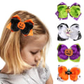 Miniatyrbilde 2 av 5: Barnepike Halloween hårbånd nyhet dobbeltlags sløyfe boutique krokodille hårklipp gresskar spøkelse hårklipp Lilla gresskar
