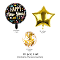 Miniatyrbilde 2 av 5: Happy New Year Ballongsett - Pakke med 40 | Nyttårsfolie Ballong for Happy New Year Dekorasjoner 2025 | Nyttårsaften Festartikler