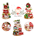 Miniatyrbillede 5 af 5: 3 sæt Jule-Tiered Tray Dekorationer Julebord Dekorationer til Omtænksom Gave til Jul Vinter Hjem