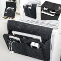 Miniatyrbillede 2 af 5: 1 stk. Sengekant Filt Opbevaringspose Med Lommer Seng Sofa Skrivebord Hængende Organizer Til Telefon Mellemgrå Medium Gray