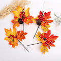 Miniatyrbillede 2 af 5: Falske Ahornblade Efterårs-Græskar Halloween Thanksgiving