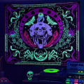 Miniatyrbilde 1 av 5: UV-reaktivt skjelettsveve, gløder i mørket festbakgrunn, svart lys trippy psykedelisk rom neon kule plakater for