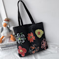 Miniatyrbillede 5 af 5: 2 stk. Canvas Tote Bag til Kvinder Skuldertaske med lynlås Arbejde Strand Rejse og Indkøbspose