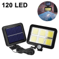 Miniatyrbild 1 av 5: Split Six Grid Solcellslampa för Trädgård, 120 LED Ultra Ljusstark IP65 Vattentät Rörelsedetektor Solcellslampa, Justerbar 5m Kabel Solpanel S
