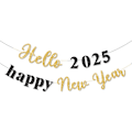 Miniatyrbillede 1 af 5: 3 stk. Hello 2025 Glædelig Nytår Banner Nytårsaften Dekorationer Glædelig Nytår Bunting Banner Party Dekorationer
