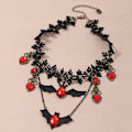 Miniatyrbillede 2 af 4: Halloween Tema Halskæde Sort Blonder Gothic Choker Halskæde Græskar Spøgelse Vedhæng Lang Lagdelt Halskæde Bat Vedhæng Halskæde