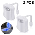 Miniatyrbilde 1 av 5: IC Pakke med 2 Toalett Nattlys Bevegelsessensor Aktivert LED-lys 8 farger Endring av toalettskål Lyser nattlampe for bad