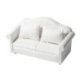 Miniatyrbilde 1 av 5: 1 Sett Dukkehussofa Miniatyr Sofa Mini Dukkehuss Møbler Modell Med Pute Hvit 13.5x6.4x7.2cm
