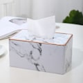 Miniatyrbillede 4 af 5: Vævæskeskrin Cover Rektangulær 19*13*9.5CM Forfinet Moderne PU Læder Ansigtsvæv Dispenser Æskeholder til Kommode Badeværelse