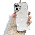 Miniatyrbild 1 av 5: Skal för iPhone 16, Bling Glitter 3D Rosett Telefonfodral Sött Glittrigt Kristallklart Rosett Slim Mjukt Tåligt Skyddande Skal Vit White iPhone 16