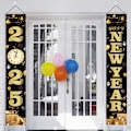 Miniatyrbillede 5 af 5: Sort Happy New Year Dørbanner 2025 | Sort Happy New Year Banner, Nytårsaften Party Supplies 2025