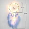 Miniatyrbillede 2 af 5: Drømmesnapper, Håndlavet Drømmesnapper Måne Cirkel Design Med Fjer Til Hjemmedekoration, Hængende Håndværk Ornament Til Soveværelsesvæg, Spisestue