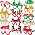 12 stk julebriller glitter festbriller innfatninger jul