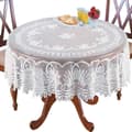 Lace tablecloth with flowers, white (178 cm round)