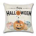 Miniatyrbild 3 av 5: Halloween Kuddfodral 18x18 Tum Pumpa Bat Rustik Linne Kuddfodral Soffa Dagbädd Kastkuddfodral