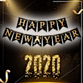 Miniatyrbillede 3 af 5: Sort Nytårsbanner 2025, elegant Godt Nytår banner sort guld er problemfri nytårsaften baggrund