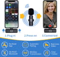 Miniatyrbillede 2 af 5: 2-pak professionel trådløs mikrofon til iPhone iPad, clip-on mikrofon plug and play til YouTube, optagelse, vlogging