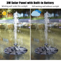 Miniatyrbilde 2 av 5: Solcellefontenedpumpe med LED-lys, 3W frittstående flytende solfontene med batteribackup og 8 dyser, utendørs solfontenekit for B