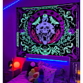 Miniatyrbilde 3 av 5: UV-reaktivt skjelettsveve, gløder i mørket festbakgrunn, svart lys trippy psykedelisk rom neon kule plakater for