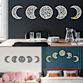 Miniatyrbillede 2 af 5: Sort 5-pak 3D Månefase Vægstickers Hjemmeindretning Stue Soveværelse Mural Kunst Dekaler DIY Håndværk Sort