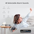 Miniatyrbild 5 av 5: Digital spegelväckarklocka, LED digital klocka, stor display för tid/temperatur/fuktighet, 40 ringsignaler, USB-laddning, svart väckarklocka
