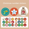 Miniatyrbillede 4 af 5: 24 Pak Julekalender Stickers til Cookies, Slikposer og Gaveposer - Advent Nummer Etiketter A