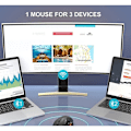 Miniatyrbilde 4 av 5: Svart 2.4G trådløs ergonomisk tommelfingerstyrt trackball-mus med programmerbar knappdesign og 3-nivåers DPI-bryter