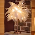 Miniatyrbilde 1 av 5: Hvit Fjær Bordlampe med Plugg Moderne Fjærlampe Nattbordlampe for Soverom Nattbordlampe Skrivebord Nattlys