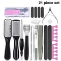 Professional Pedicure Tool Kit, Black, 21-piece set