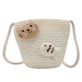 Miniatyrbillede 3 af 5: Mode Sommer Børne Halm Vævet Skuldertaske Sød Piger Bohemian Ferie Casual Mini Strandtasker Frugt Lynlås Taske Gulerod
